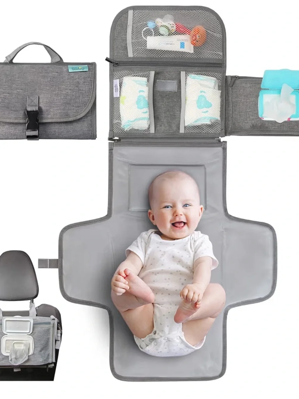 Kopi baby backpack (paid $40) plus changing pad ($24) excellent condition grey